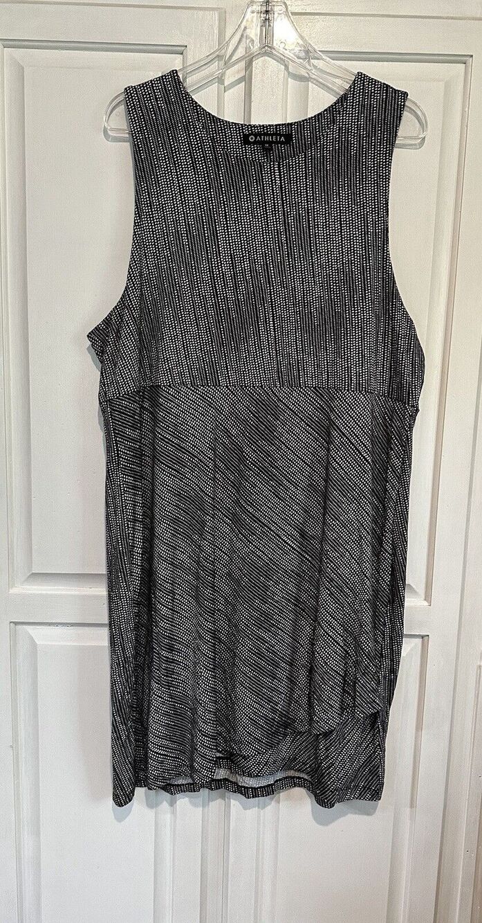 Athleta La Palma Tank Dress Sleeveless Black Women’s Crossover Hem Size XL